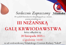 Zaproszenie na III Niżańską Galę Krwiodawstwa